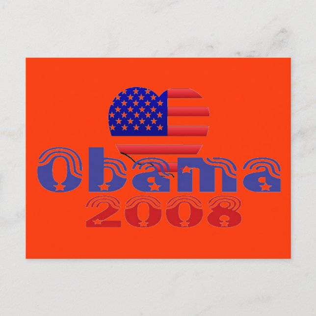"Heart" Obama 2008 Postcard Vykort (Framsida)