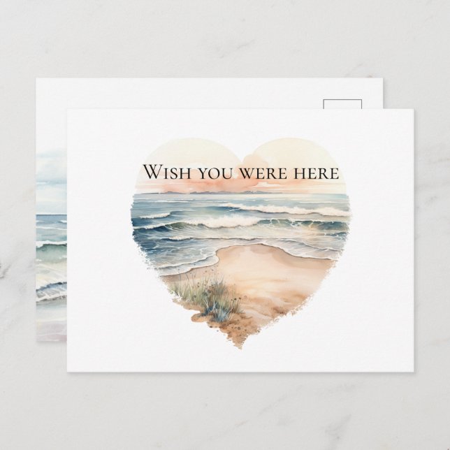 Heart Ocean Beach Vykort (Fram/baksida)