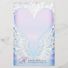 Heart - och Angel Vingar Monogram Stationery Brevpapper