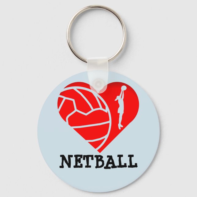 Heart och Boll Silhouette Design Kärlek Netball Nyckelring (Framsida)