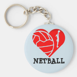 Heart och Boll Silhouette Design Kärlek Netball Nyckelring