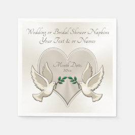 Heart och Love birds Bröllop Cocktail Napkins Pappersservett