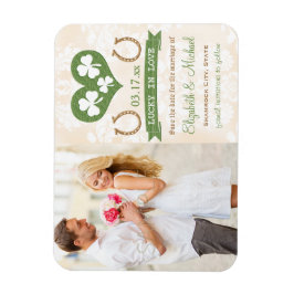 Heart och Shamrock Lucky Horseshoe Spara datum Magnet