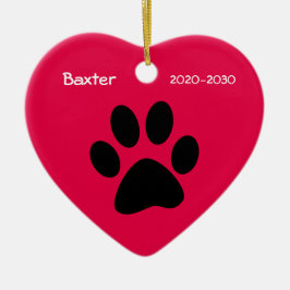 Heart och Tass Hund Memorial jul Ornament