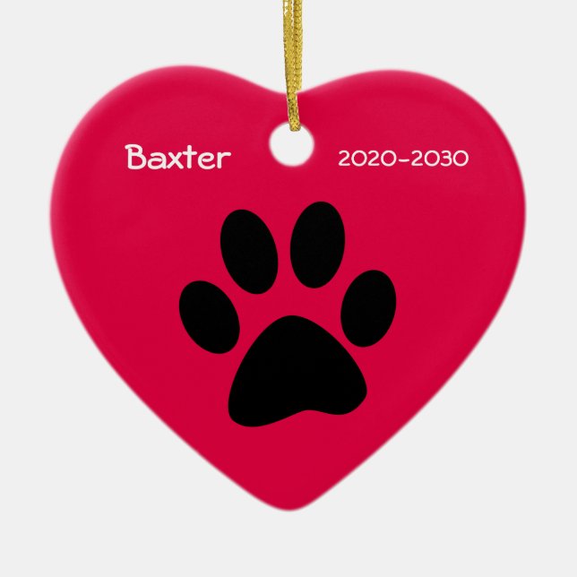 Heart och Tass Hund Memorial jul Ornament (Framsidan)