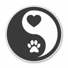 Heart och Tass Yin Yang Sticker Decal Klistermärken