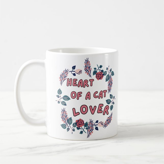 Heart of a Cat Lover Mug Kaffemugg (Vänster)