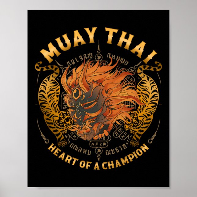 Heart Of A Champion - Kickboxing och Muay Thai Oni Poster (Framsidan)
