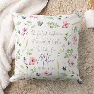 Heart of a Mother pillow with wildflowers Kudde