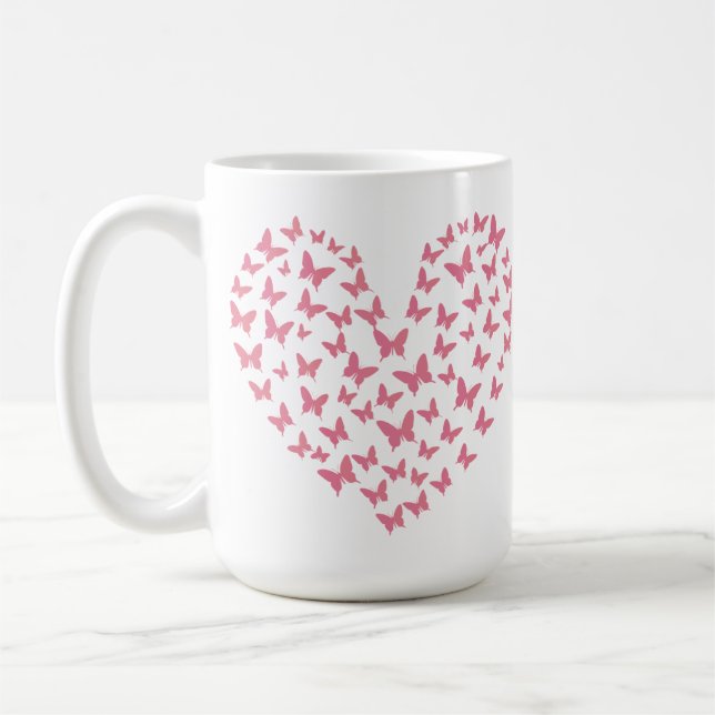 Heart of Capricious Butterflies Kaffemugg (Vänster)