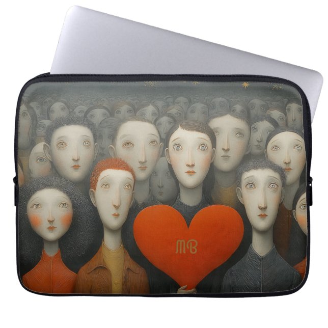 Heart of Crowd Whimsical Folk Art Illustration  Laptop Fodral (Framsidan)
