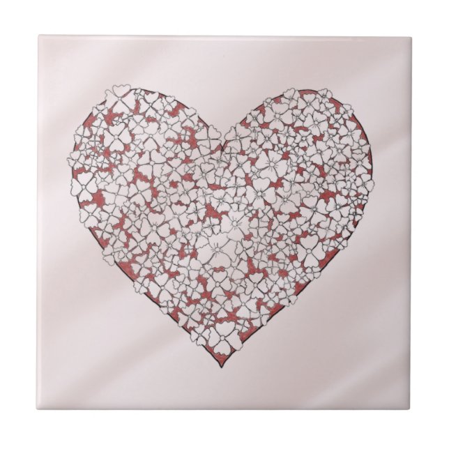 Heart of Flowers Decorative Tile Kakelplatta (Framsidan)