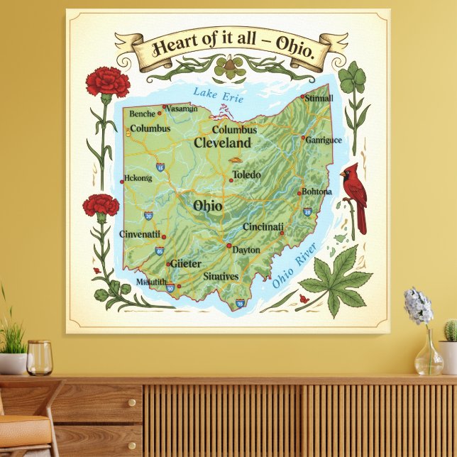 Heart of It All — Ohio Boards Canvastryck (Insitu (Vardagsrum))