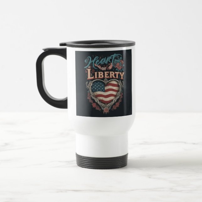 "Heart of Liberty" Travel Coffee Mug. Resemugg (Vänster)