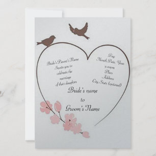 "Heart of Love Bird's" bröllop Inbjudningar