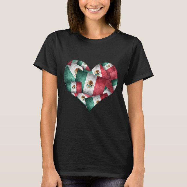 Heart of Mexican Flags T Shirt (Framsida)