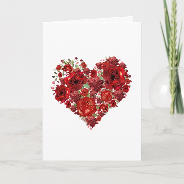 Heart of roses Tarjeta de agradecimiento plegada Tack Kort (Framsida)