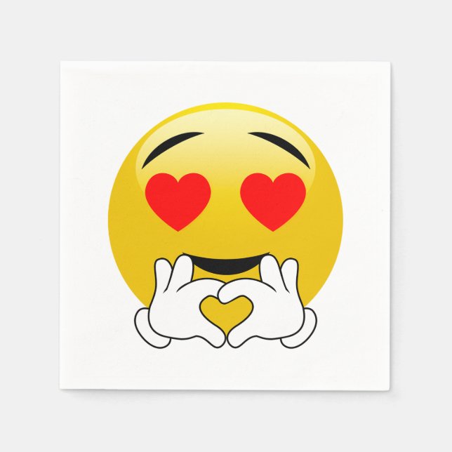Heart Ögon & Händer Emoji Kärlek Pappersservett (Framsidan)