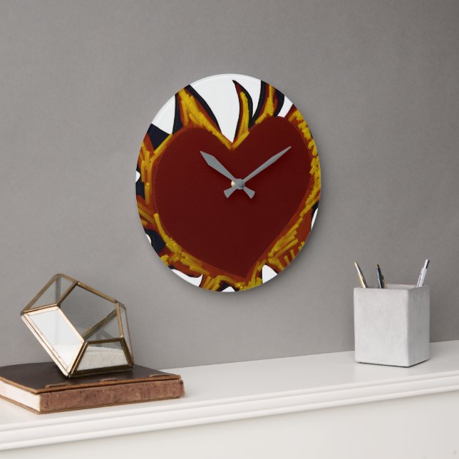 Heart on Fire Round Clock Stor Klocka (Kontor)