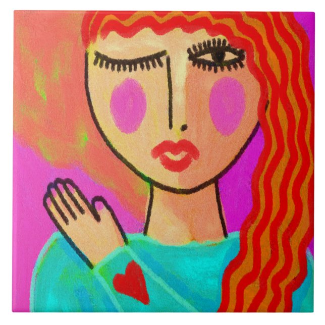 Heart on Her Sleeve Ceramic Tile Kakelplatta (Framsidan)