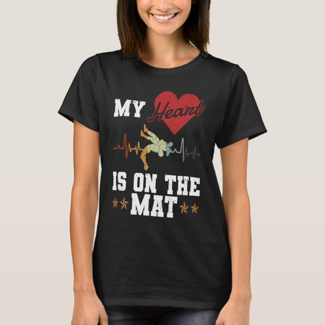 Heart On The Mat  Freestyle Wrestling Sport  Wrest T Shirt (Framsida)