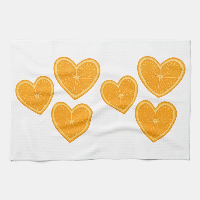 Heart Orange Kitchen Towel – Cute Citrus Decor Kökshandduk (Horisontell)