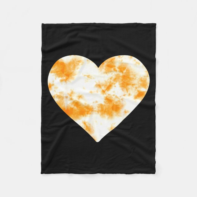 Heart Orange Tie Dye - Cute Valentines Day Graphic Fleecefilt (Framsidan)