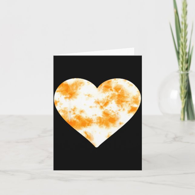 Heart Orange Tie Dye - Cute Valentines Day Graphic Kort (Framsida)