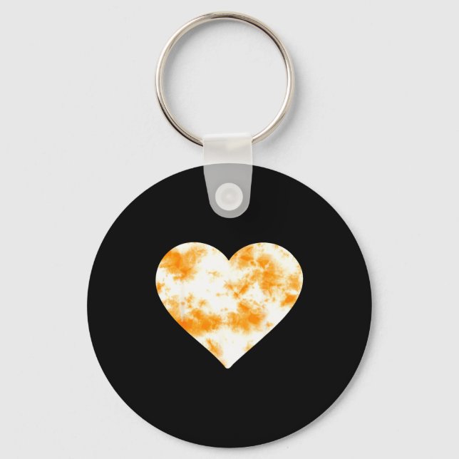Heart Orange Tie Dye - Cute Valentines Day Graphic Nyckelring (Framsida)
