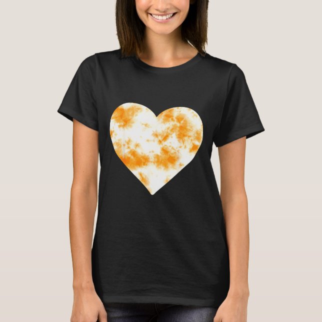Heart Orange Tie Dye - Cute Valentines Day Graphic T Shirt (Framsida)