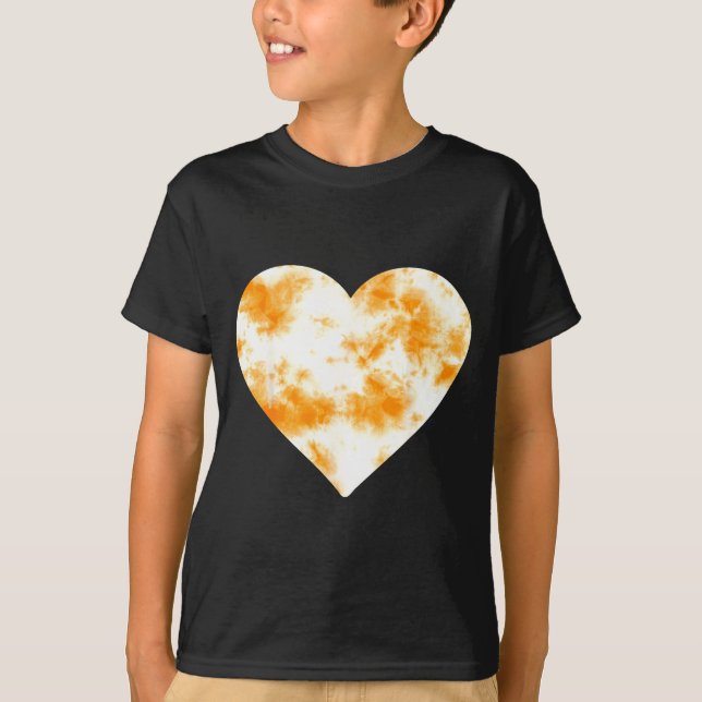 Heart Orange Tie Dye - Cute Valentines Day Graphic T Shirt (Framsida)