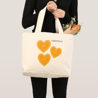 Heart Orange Tote Bag – Cute Reusable Farmers Bag Jumbo Tygkasse