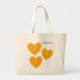 Heart Orange Tote Bag – Cute Reusable Farmers Bag Jumbo Tygkasse