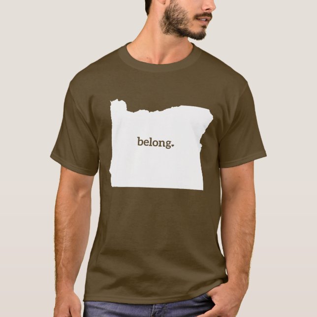 Heart Oregon Belong State Karta T Shirt (Framsida)