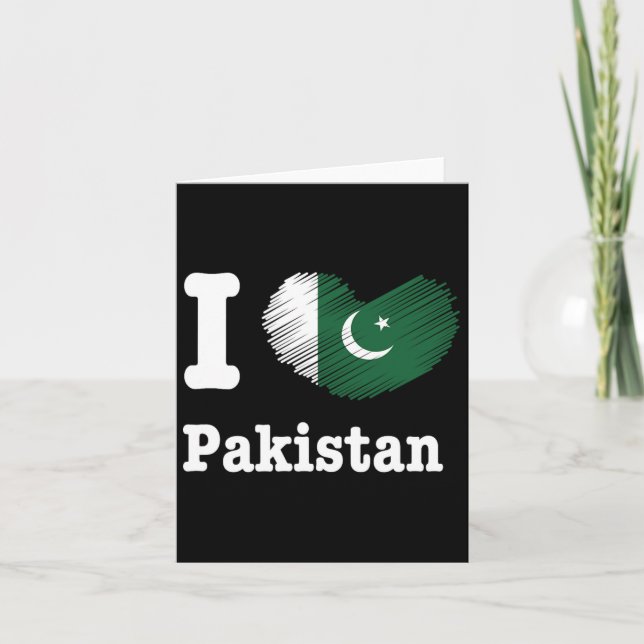 Heart Pakistan Azadi Mubarak Dil Flaggdag Proud Ro Kort (Framsida)