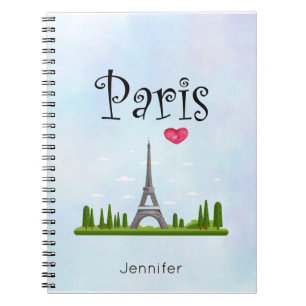 Heart Paris med Eiffel Torn Anpassningsbar Anteckningsbok Med Spiral