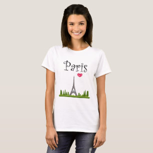 Heart Paris med Eiffel Torn Tee