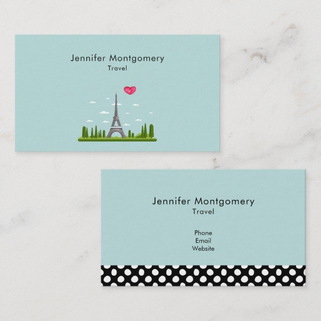 Heart Paris med Eiffel Torn Visitkort (Fram/baksida)