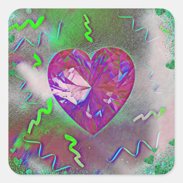 Heart Party Fyrkantigt Klistermärke (Framsida)