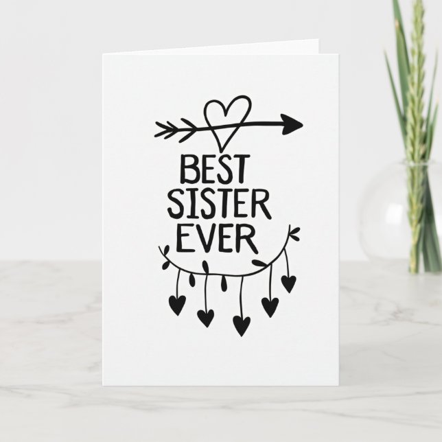 Heart Pattern Best Sister Ever Card Kort (Framsida)