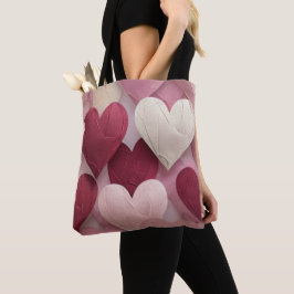 Heart Pattern Tote Bag Cute Valentine Love bag Tygkasse