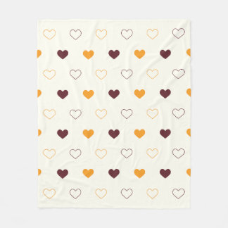Heart Pattern with Orange & Brown Hearts Fleecefilt