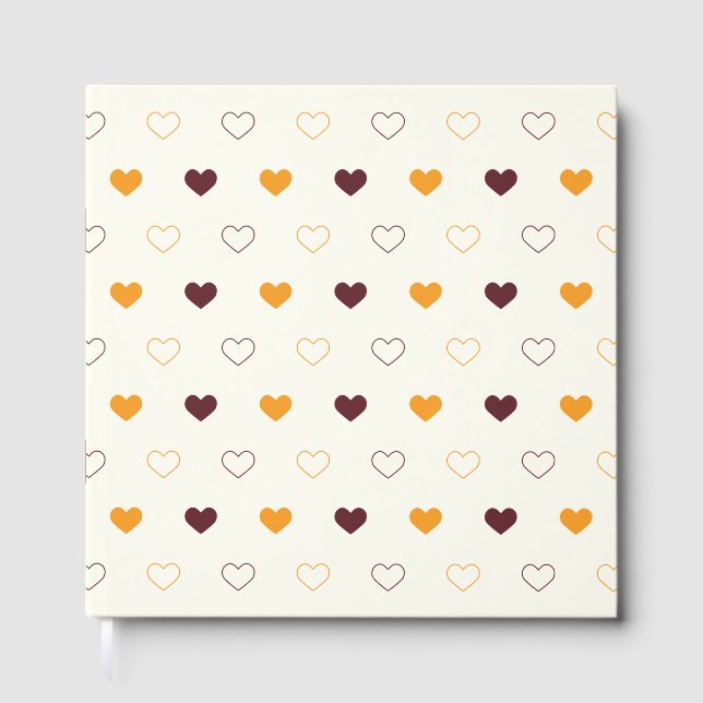Heart Pattern with Orange & Brown Hearts Gästböcker (Framsida)