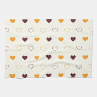 Heart Pattern with Orange & Brown Hearts Kökshandduk