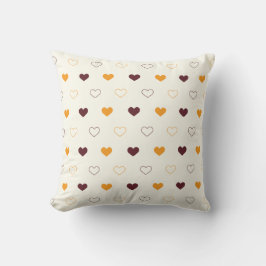 Heart Pattern with Orange & Brown Hearts Kudde