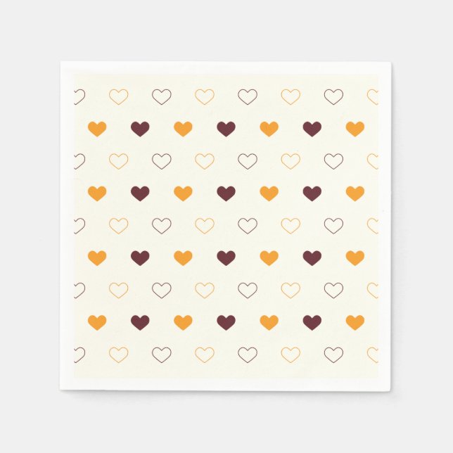 Heart Pattern with Orange & Brown Hearts Pappersservett (Framsidan)