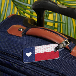 Heart Patterned Texas Statlig flagga Bagagebricka