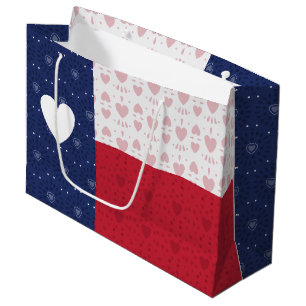 Heart Patterned Texas Statlig flagga Large Gift Ba