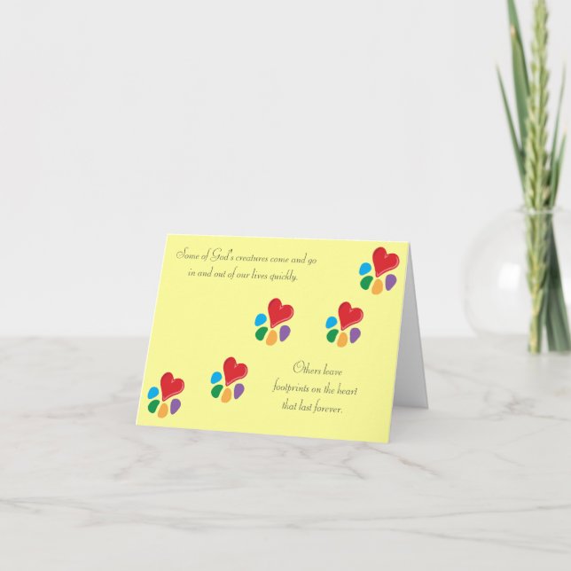 Heart-Paw_ "fotspår på hjärtan" daltar sympati Kort (Framsida)