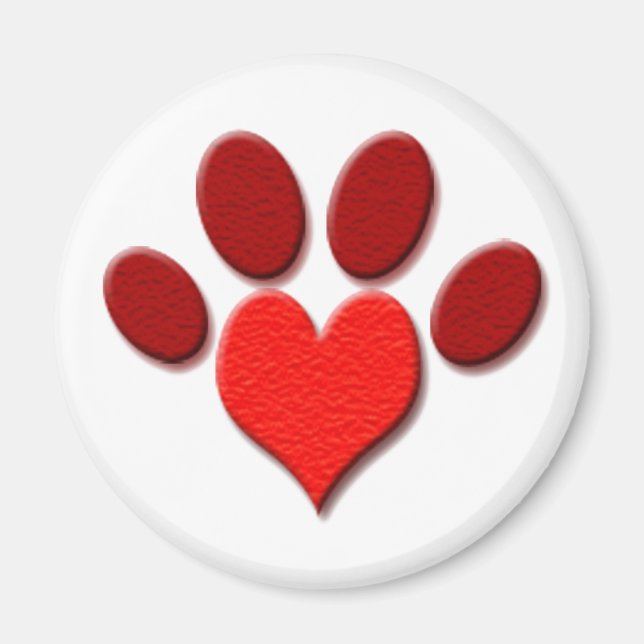 Heart Paw Print Standard, 2,4-tums runda magnet (Framsidan)